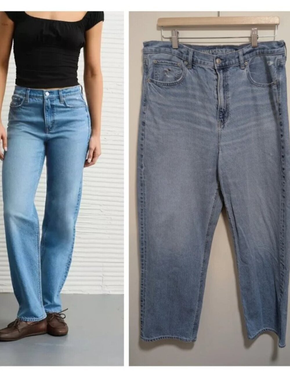 AE | Strigid Super High-Waisted Baggy Straight Jean In Blues Spark